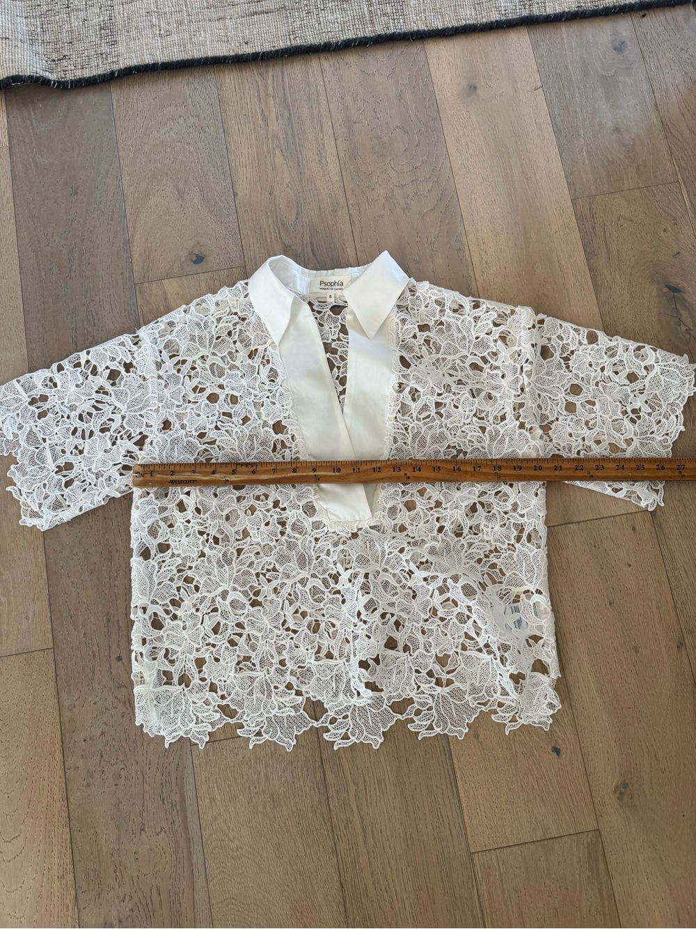 Psophia Vazquez de Castro White Guipure Lace Shirt Top Size S Spain Luxury - Picture 5 of 6